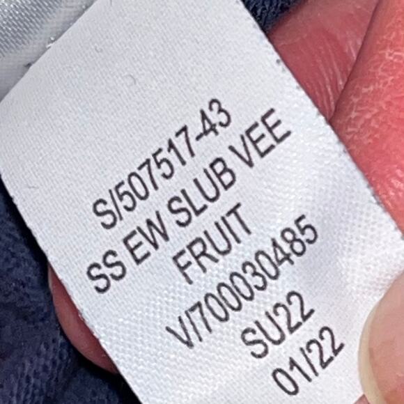 Old Navy EveryWear Slub Knit V-Neck Fruit Print T-Shirt Navy Large - Picture 6 of 8